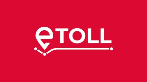 logo etoll białe na czerwonym tle