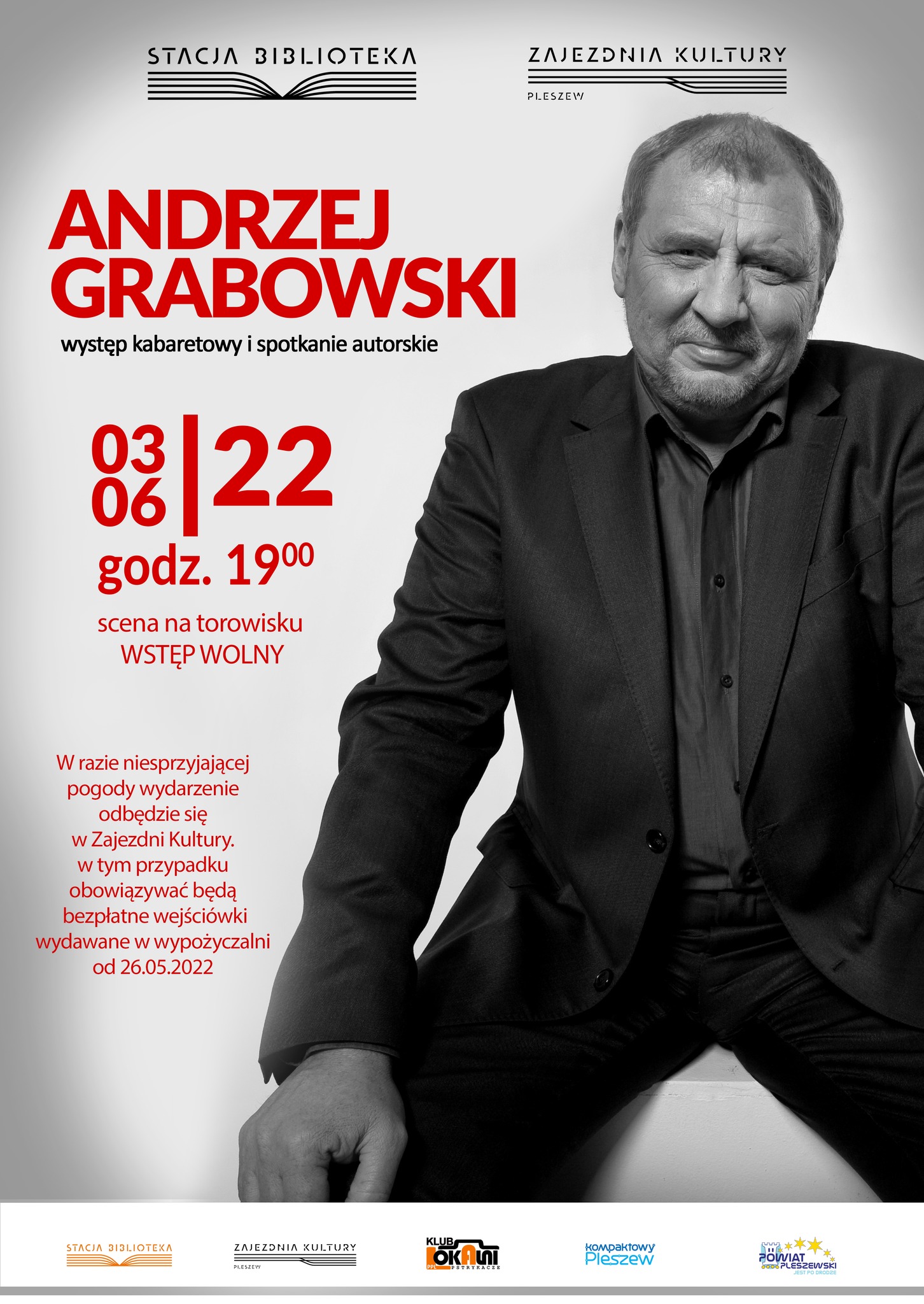 plakat przedstawia szczegóły wydarzenia z Andrzejem Grabowskim