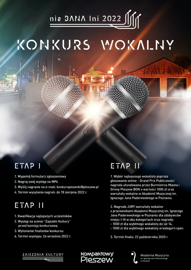 plakat konkursu wokalnego nieBANAlni 2022 organizowanego przez Dom Kultury w Pleszewie