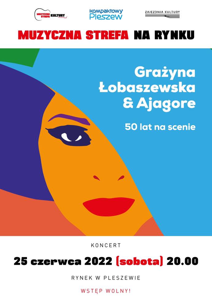 plakjat muzycznej strefy na rynku- Grażyna Łobaszewska z zespołem