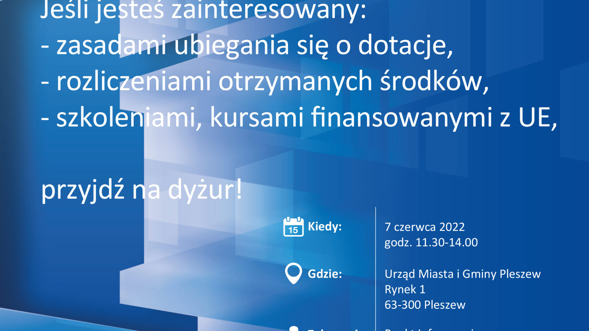 plakat dyżuru punktu informacyjnego w UMiG Pleszew