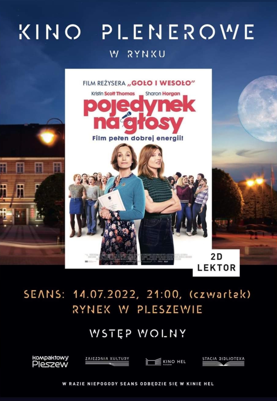 plakat kina plenerowego na rynku w Pleszewie