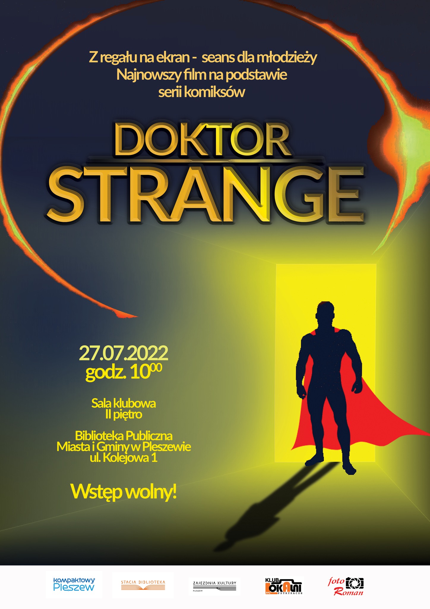 plakat wydarzenia z regału na ekran- seans dla młodzieży Doktor Strange