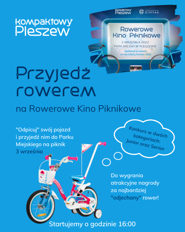 plakat konkursu na najbardziej "odjechany" rower odbywającego się podczas piknikowego kiona rowerowego w Parku Miejskim