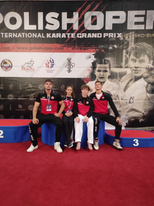 zawodnicy Pleszewskiego Klubu Karate podczas turnieju rankingowego Polskiej Unii Karate w Bielsku-Białej