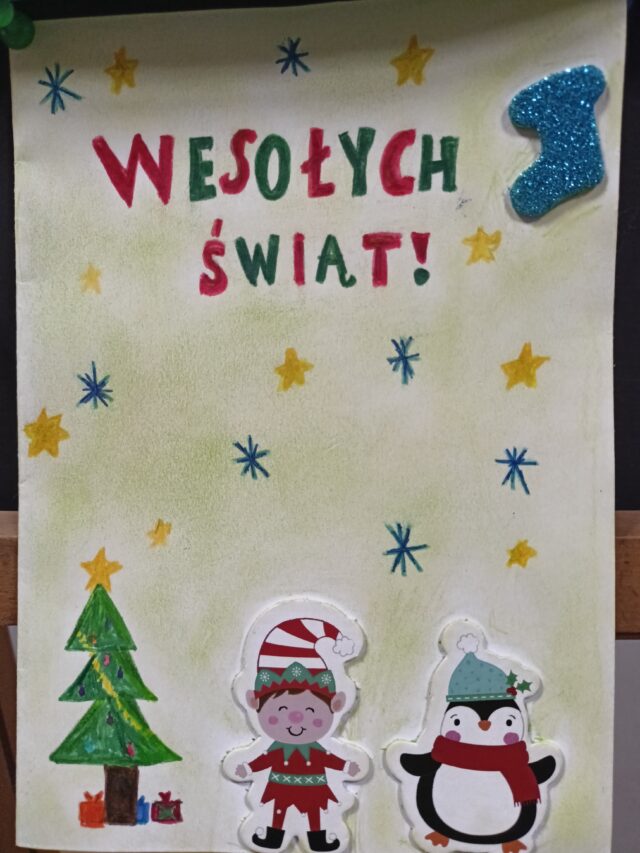 Zwycięska kartka świąteczna z poczty świątecznych życzeń znajdującej się na pleszewskim Rynku