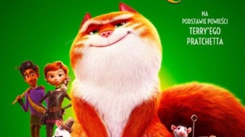Plakat filmu "Zadziwiający Kot Maurycy" emitowanego w kinie Hel w Pleszewie