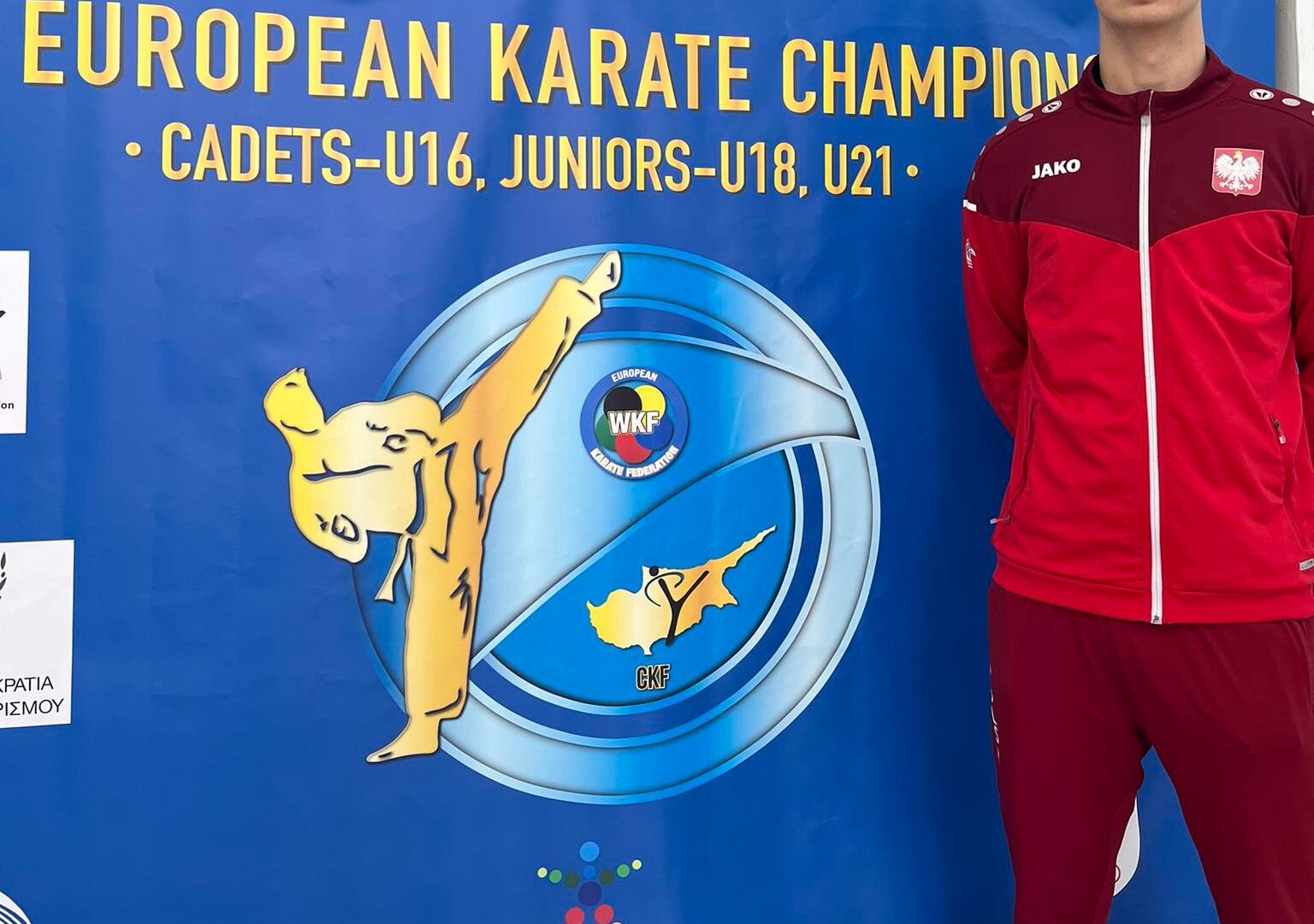 Michał Florczak, zawodnik Pleszewskiego Klubu Karate na Mistrzostwach Europy w cypryjskiej Larnace w 2023 roku