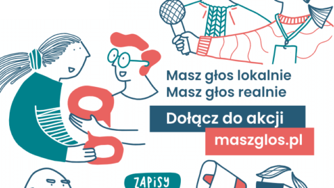 Grafika ogólnopolskiej akcji organizowanej przez Fundację Batorego - Masz Głos, zachęcająca do lokalnych działań