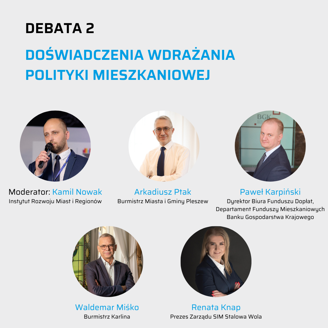 Grafika z prelegentami drugiej debaty konferencji Poza metropolią organizowanej w Zajezdni Kultury w Pleszewie.