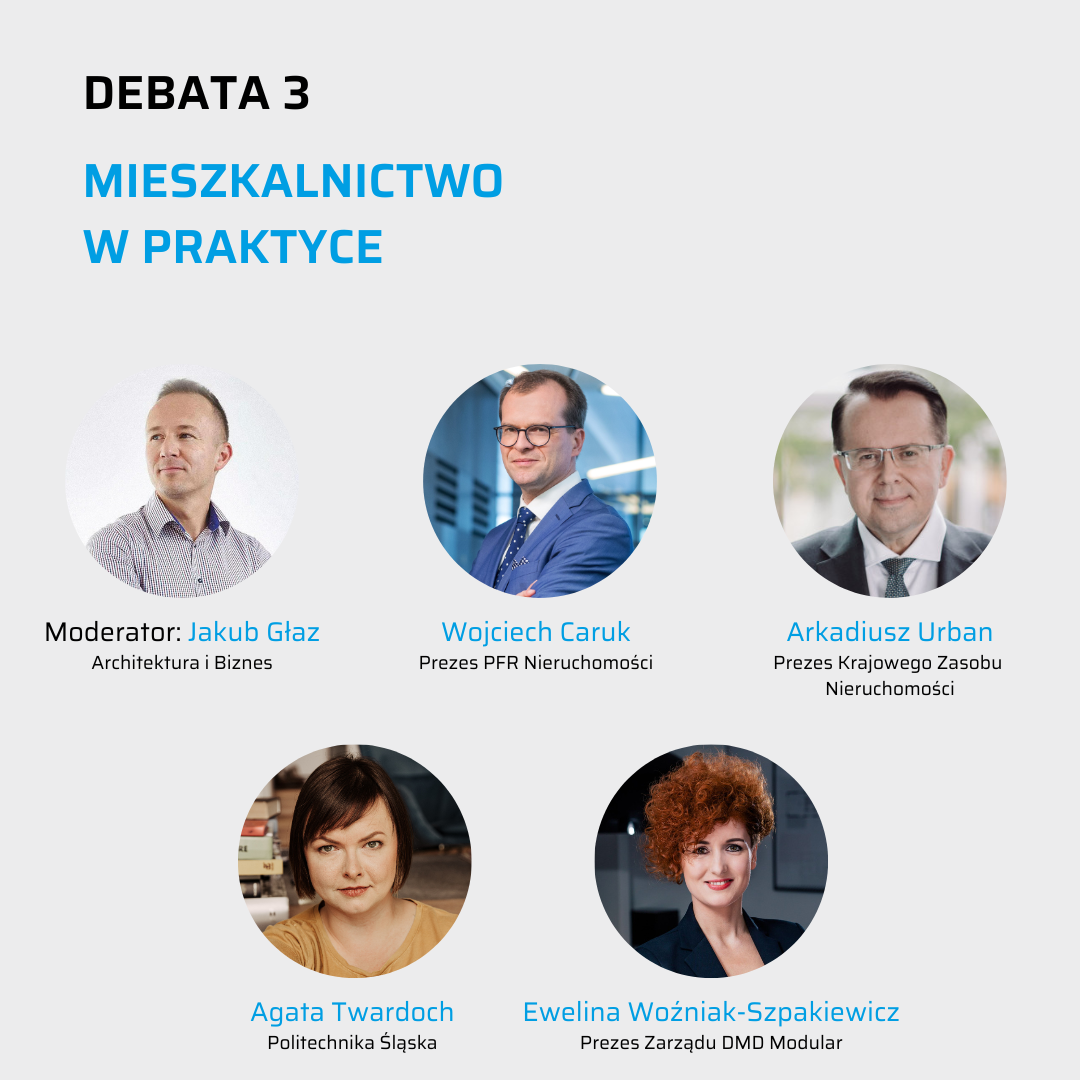 Grafika prelegentów trzeciej debaty podczas konferencji Poza metropolią odbywającej się w Zajezdni Kultury w Pleszewie.