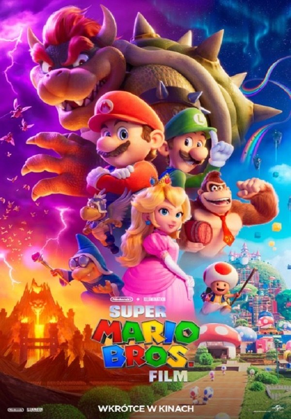 plakat filmu Super Mario bros emitowanego w kinie Hel w Pleszewie.