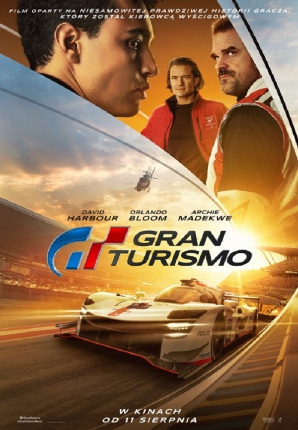 Plakat filmu GRAN TURISMO - Film na Faktach - 2D Dubbing emitowanego w kinie Hel w Pleszewie.