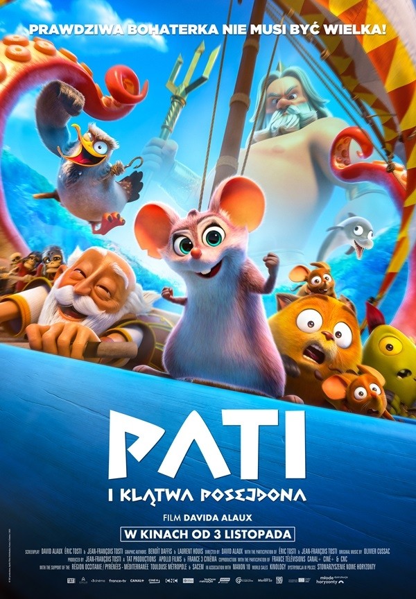 Plakat filmu PATI i KLĄTWA POSEJDONA - 2D dubbing emitowanego w kinie Hel w Pleszewie.