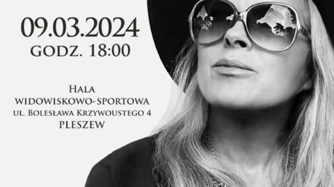 Plakat koncertu Urszuli z okazji Dnia Kobiet odbywającego się w Hali Widowiskowo-Sportowej 9 marca 2024 roku o godzinie 18:00.
