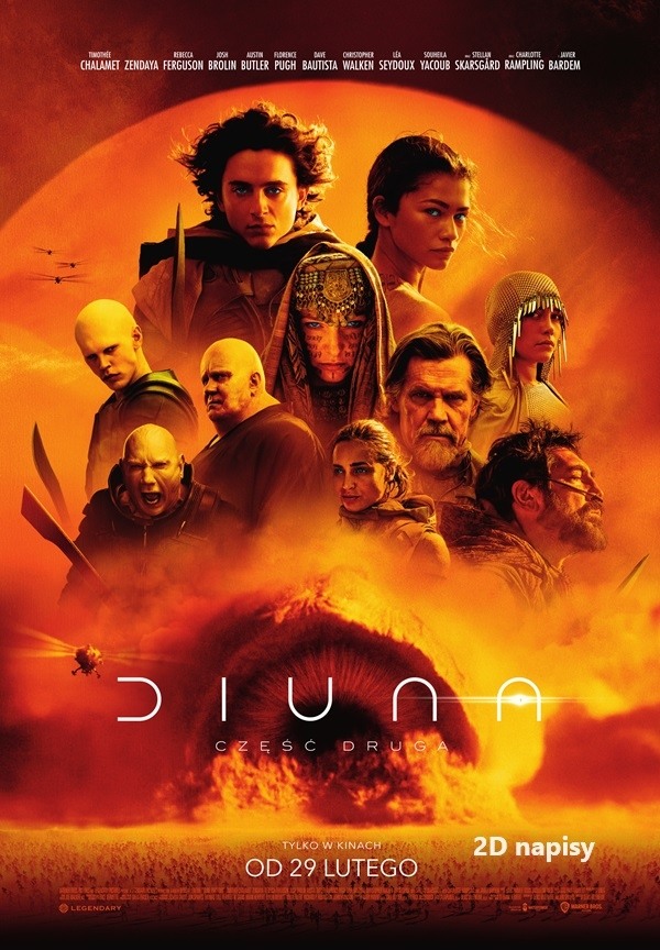 Plakat filmu DIUNA: CZĘŚĆ DRUGA - 2D napisy - Premiera Krajowa emitowanego w kinie Hel w Pleszewie.