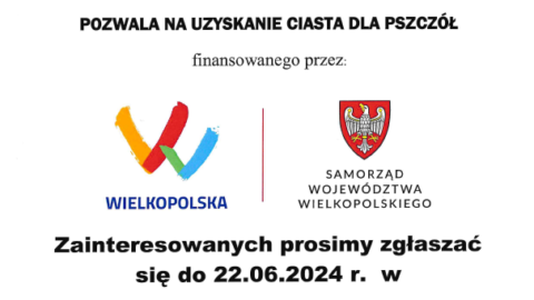 Plakat dotyczący wsparcia dla wielkopolskich pszczelarzy.