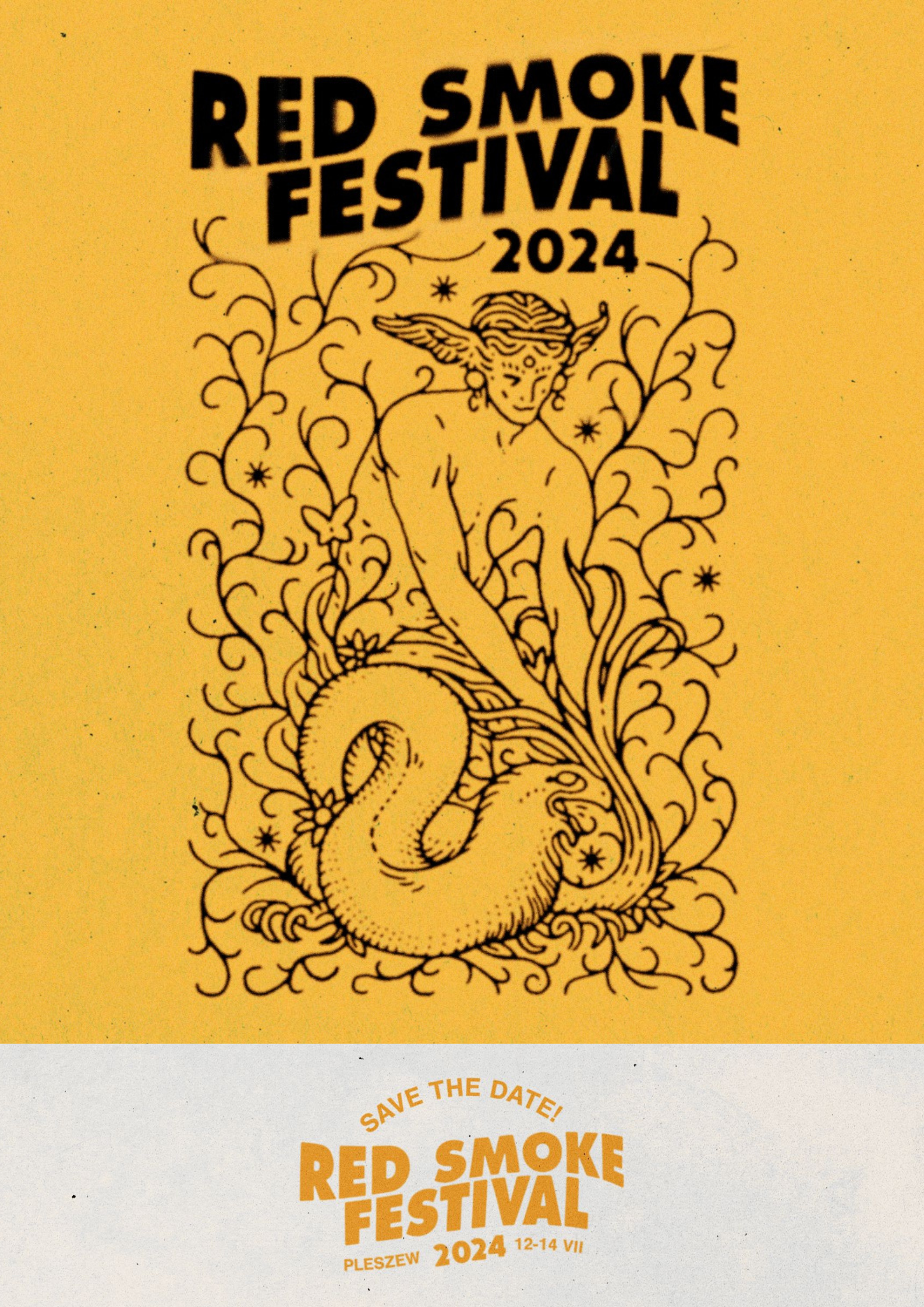 Plakat Red Smoke Festivalu odbywającego się 12-14 lipca 2024 r. w pleszewskim Amfiteatrze.
