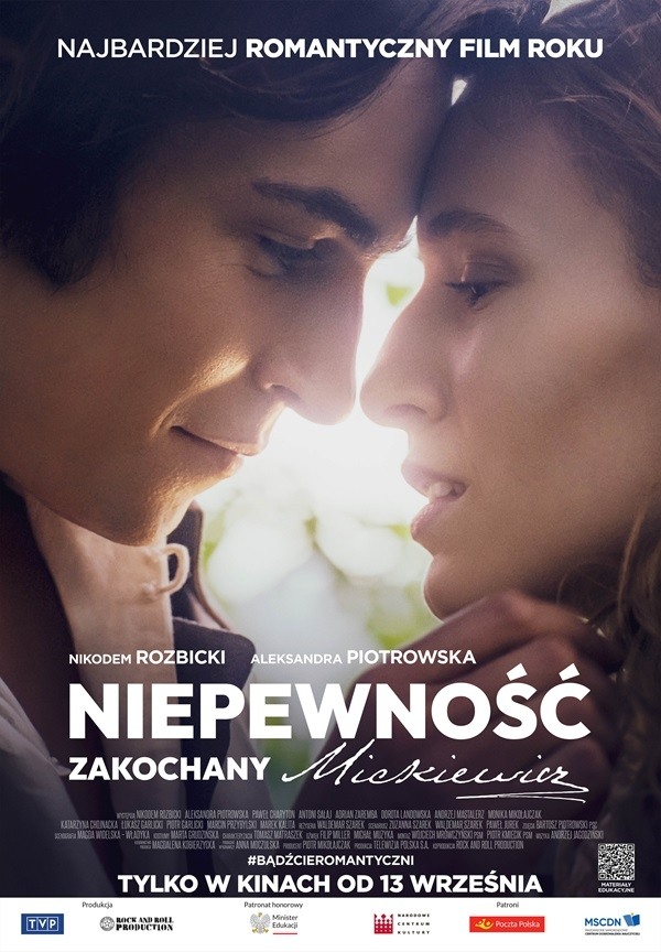 Plakat filmu NIEPEWNOŚĆ. ZAKOCHANY MICKIEWICZ - 2D - Premiera Krajowa emitowanego w kinie Hel w Pleszewie.
