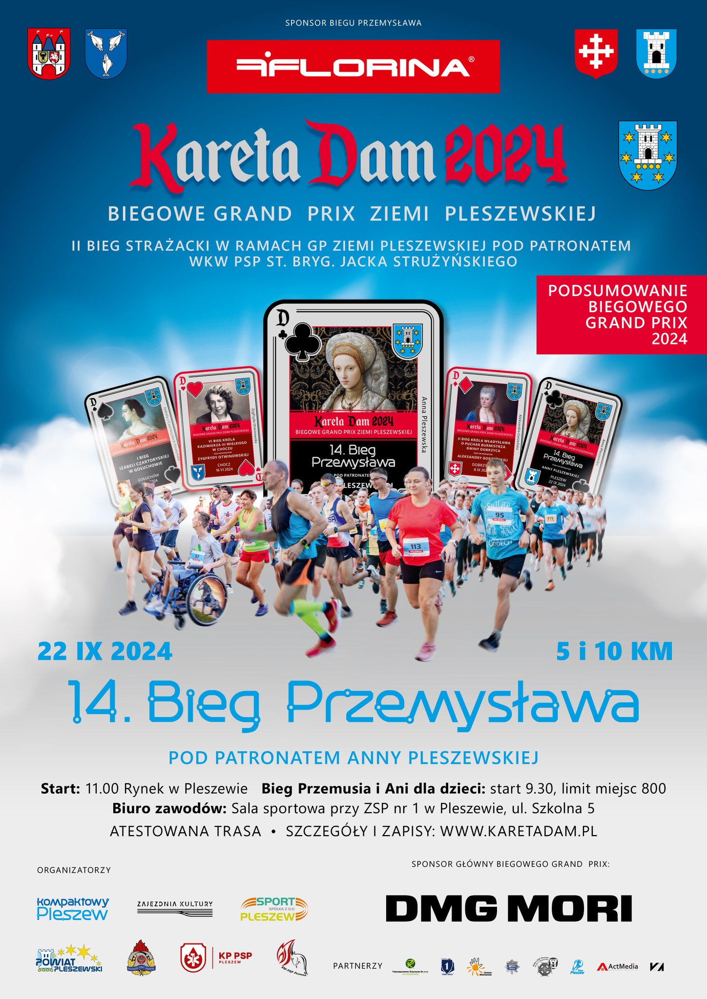 Plakat 14. Biegu Przemysława odbywającego się 22 wrzesnia 2024 r. na pleszewskim Rynku.