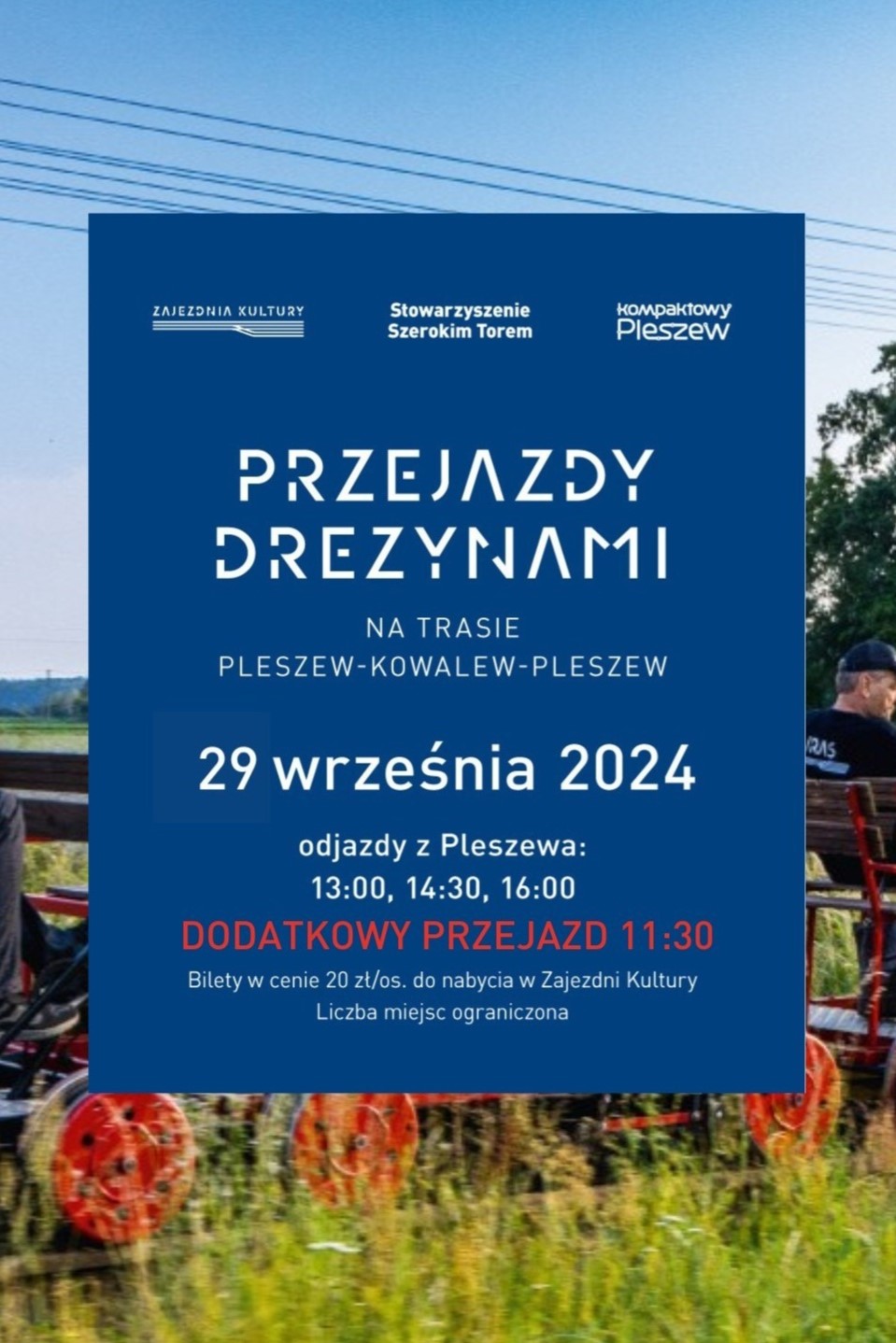 Przejazdy drezynami w Zajezdni Kultury w Pleszewie