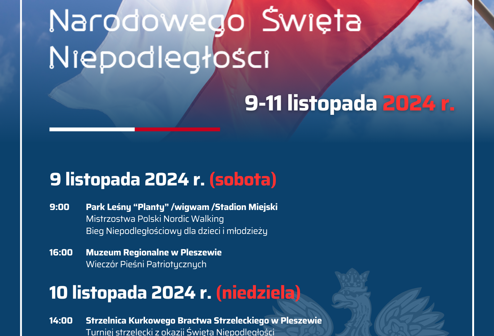 Plakat pleszewskich obchodów Święta Niepodległości