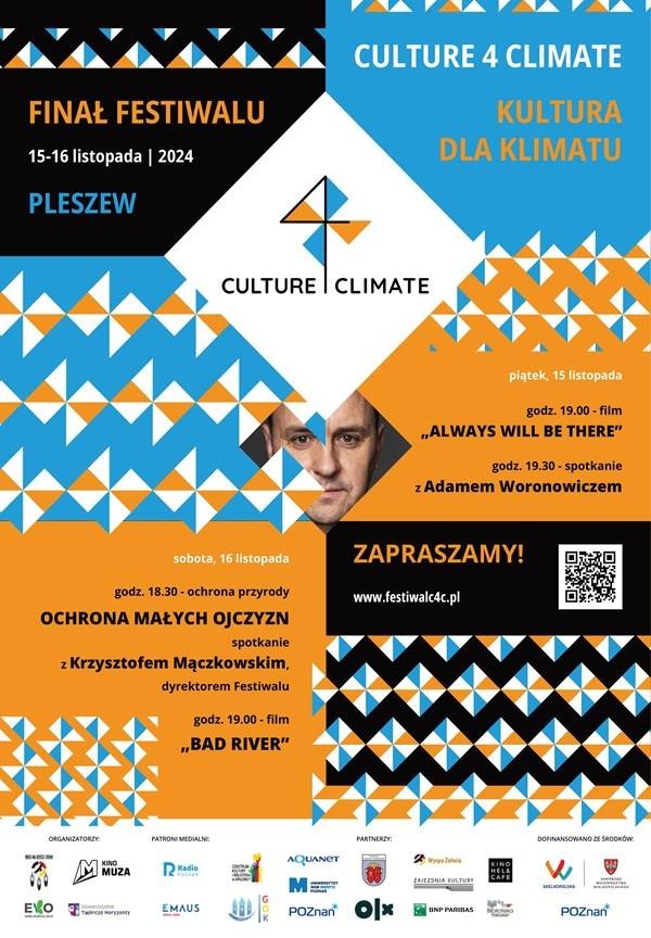 Plakat festiwalu filmowego culture 4 climate w Pleszewie.