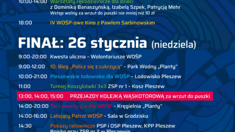 Plakat finału WOŚP w Pleszewie 2025 .