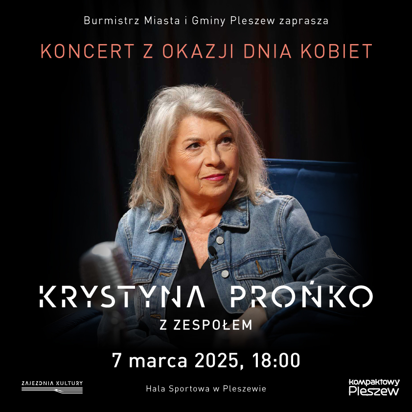 Plakat koncertu Krystyny Prońko z okazji Dnia Kobiet w Pleszewie