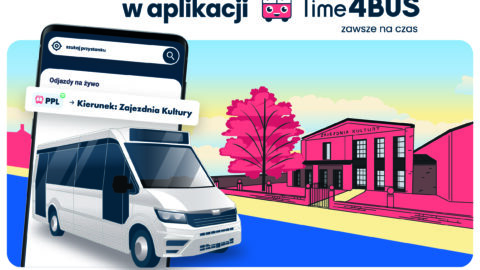 Grafika dekoracyjna promująca aplikację Time4BUS.