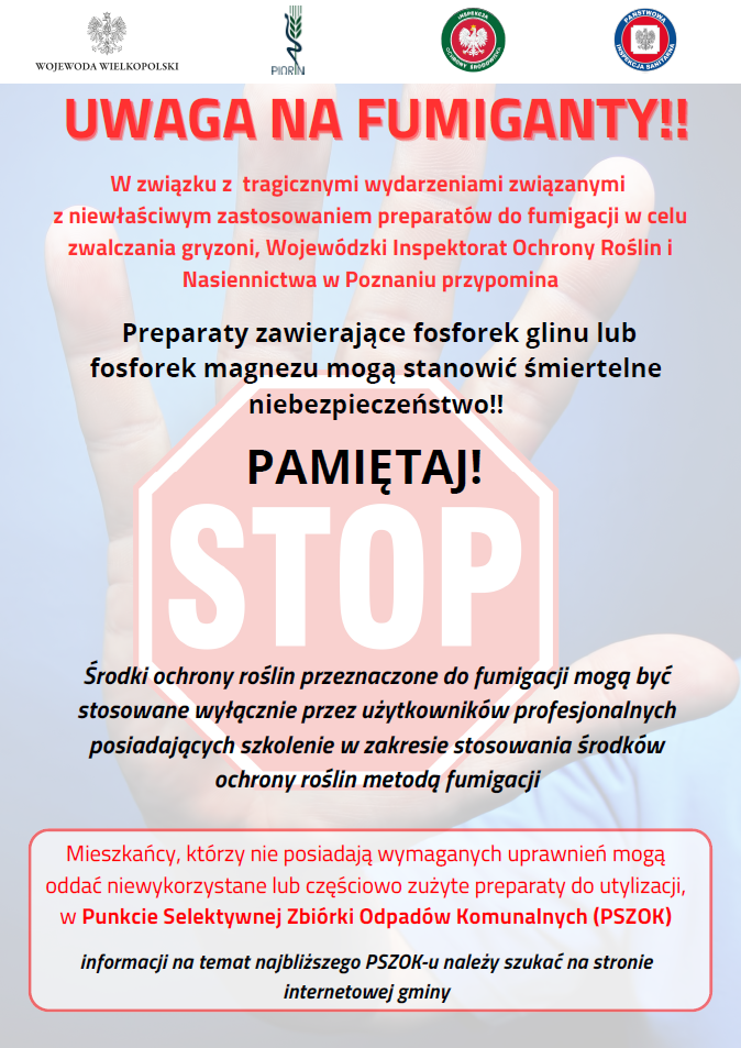 Plakat ostrzeżenia dotyczącego środków ochrony roślin