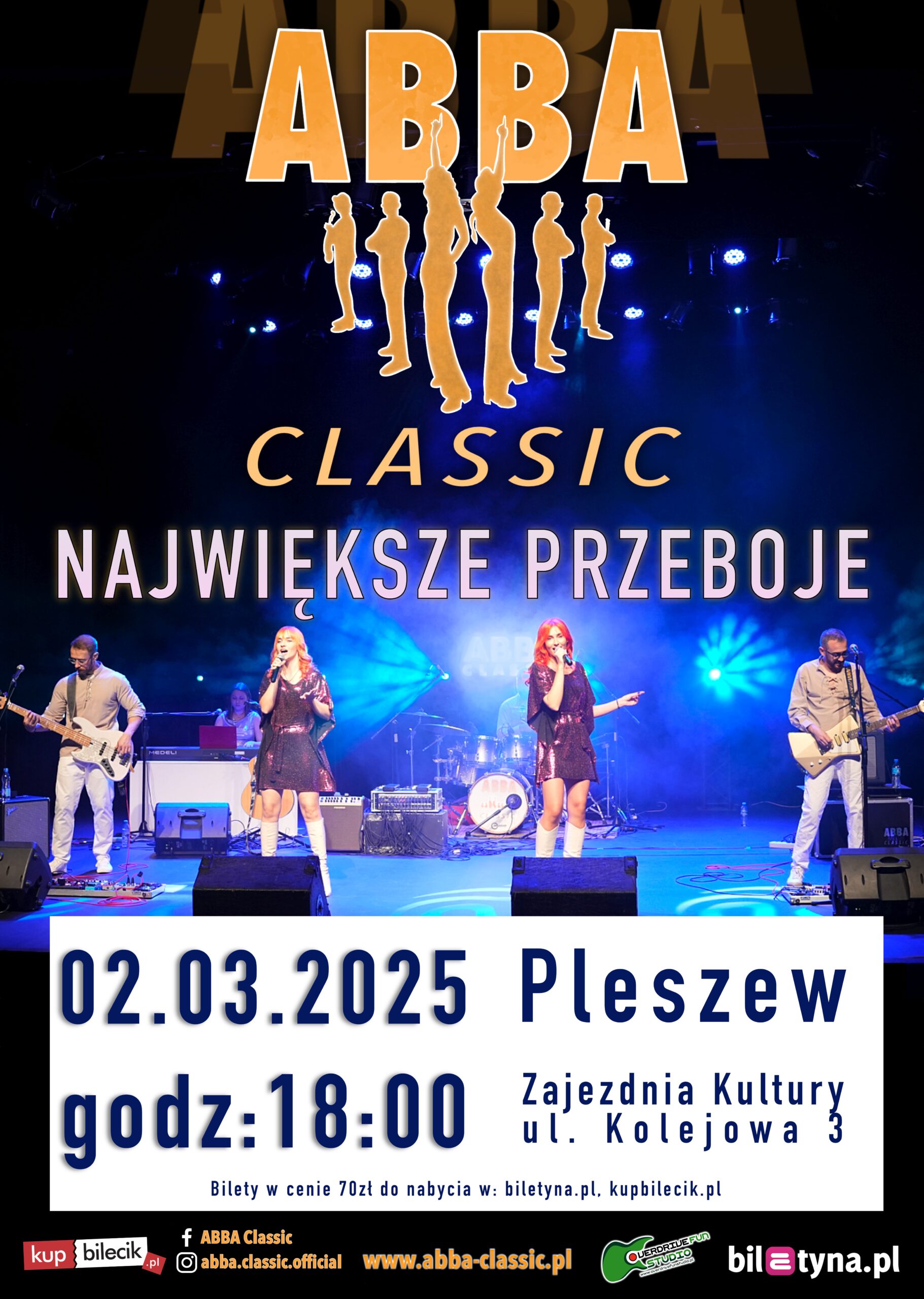 Plakat koncertu Abba Classic w Zajezdni Kultury w Pleszewie