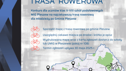 Plakat konkursu "Kompaktowa Trasa Rowerowa" organizowanego przez samorząd MiG Pleszew