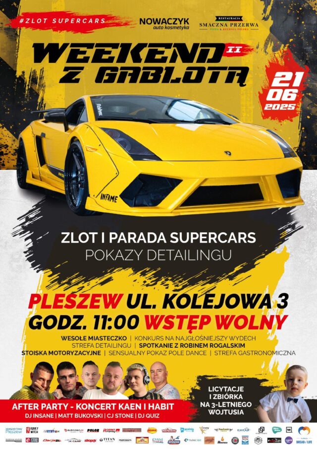Plakat weekendu z gablotą II organizowanego przy Zajezndi Kultury w Pleszewie 21 czerwca 2025 r. od godziny 11:00