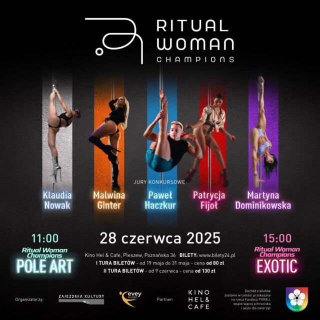 plakat wydarzenia Ritual Woman Champions odbywającego się w Kinie Hel w Pleszewie 28 czerwca 2025 r. od godziny 11:00.