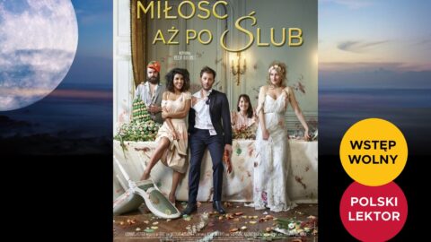 Plakat kina plenerowego w przy przedszkolu "Miś Uszatek" w Pleszewie.