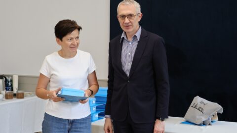 Burmistrz z nagrodzonym w akcji Rowerowa Stolica Polski.