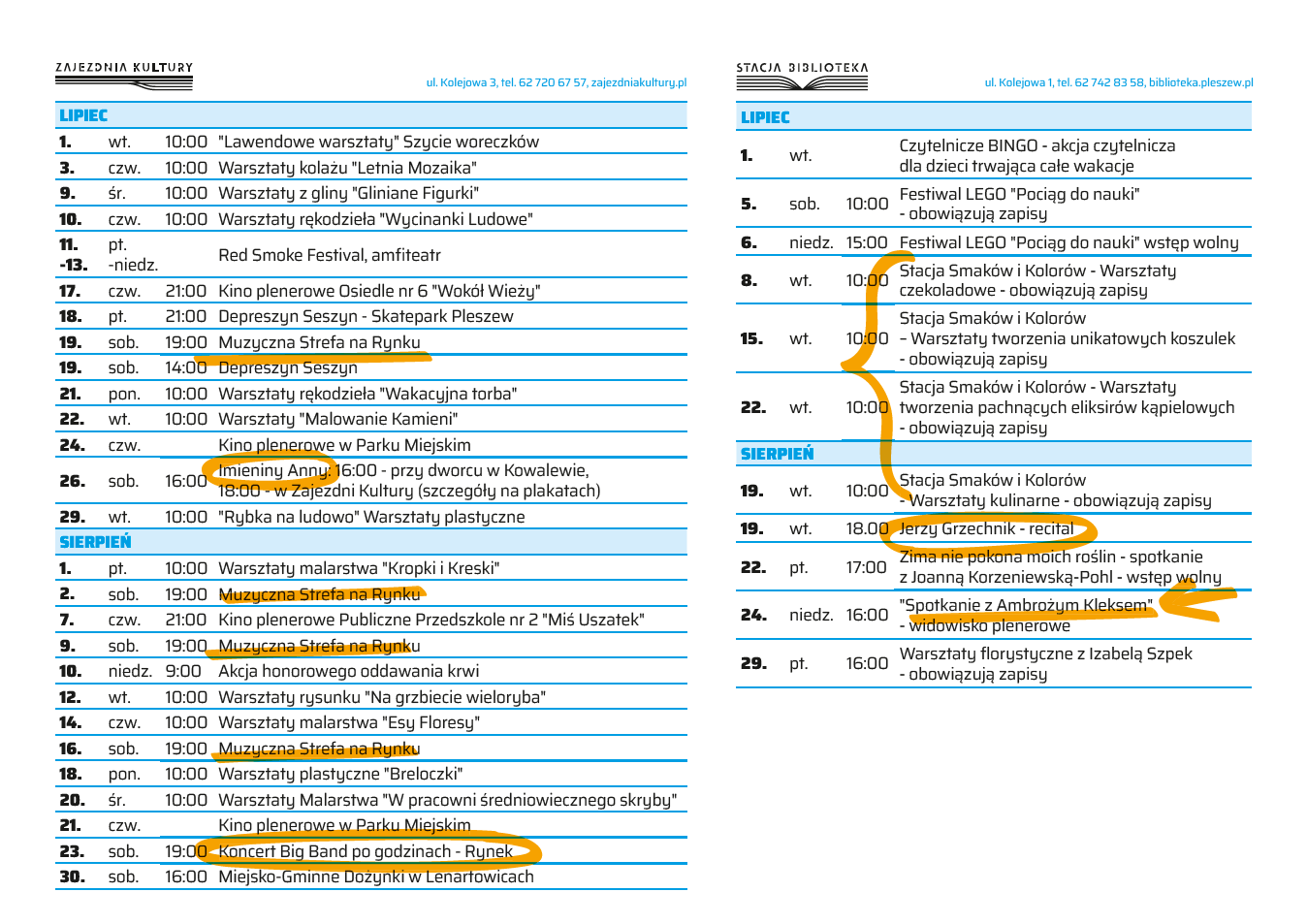 Kulturalne Menu na lipiec i sierpień 2025 w Pleszewie część 2.