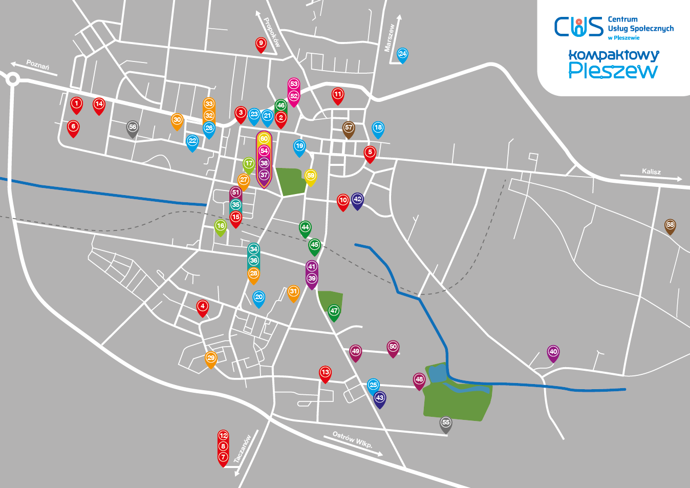 Ulotka z mapą usług społecznych w MiG Pleszew