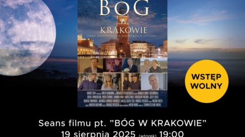 Plakat kina plenerowego w Ogrodzie Jordanowskim w Pleszewie 19 sierpnia 2025 r. o godzinie 19:00.