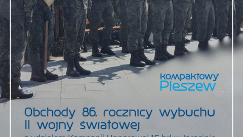 Plakat obchodów rocznicy II wojny światowej w Pleszewie.