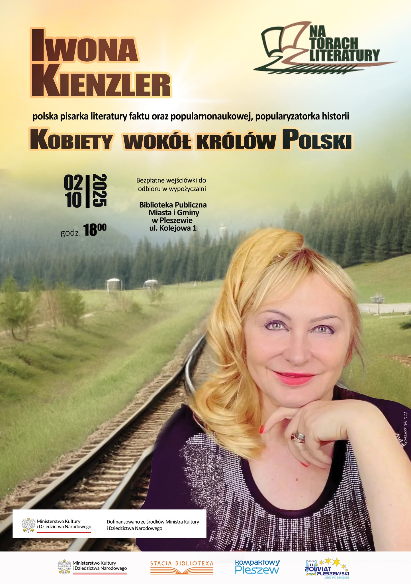 Plakat spotkania z Iwoną Kienzler w BPMIG w Pleszewie.