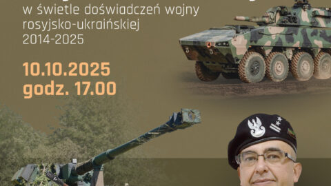 Plakat wykładu "Kierunki rozwoju artylerii światowej" odbywajacego sie w Muzeum Regionalnym w Pleszewie 10 października 2025 r. o godzinie 17:00.