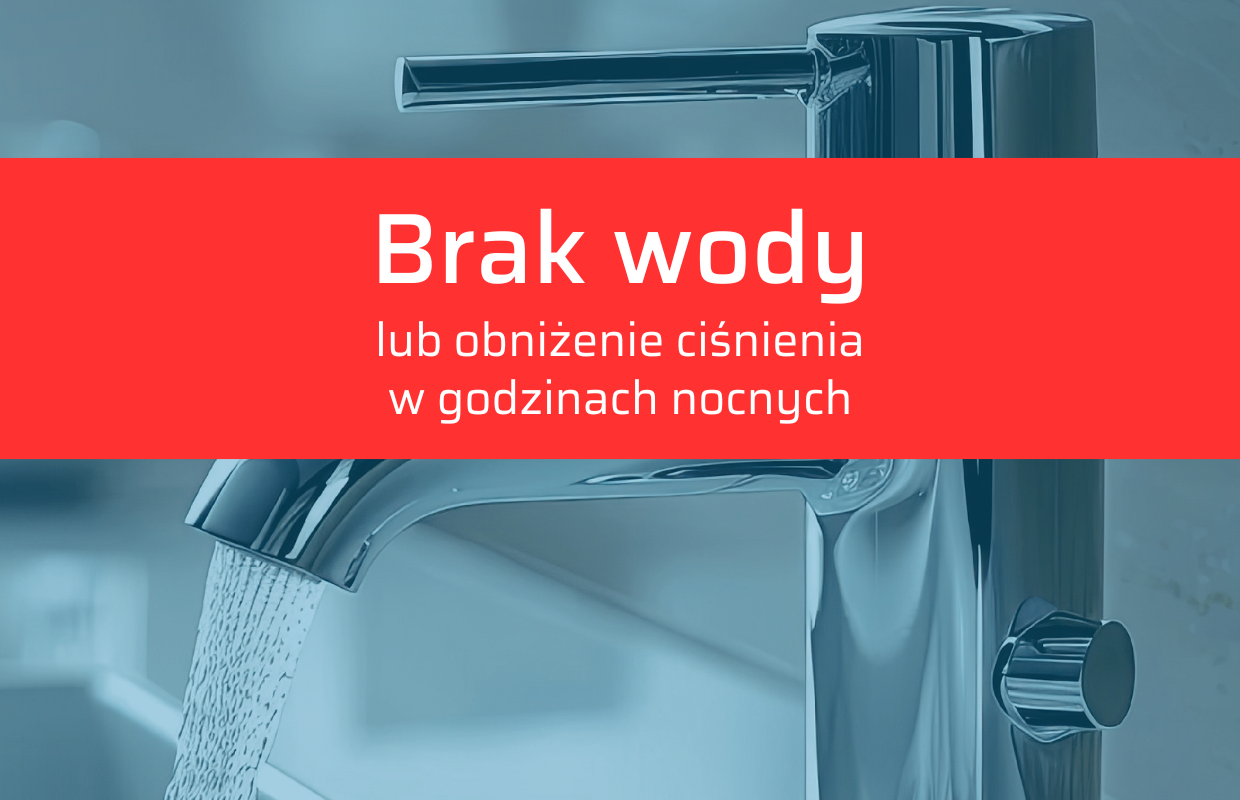 Grafika informująca o braku wody lub obniżonym ciśnieniu w godzinach nocnych