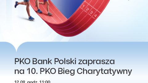 Plakat 10. PKO Biegu Charytatywnego w Pleszewie 12 września 2026 r. o godzinie 11:00.