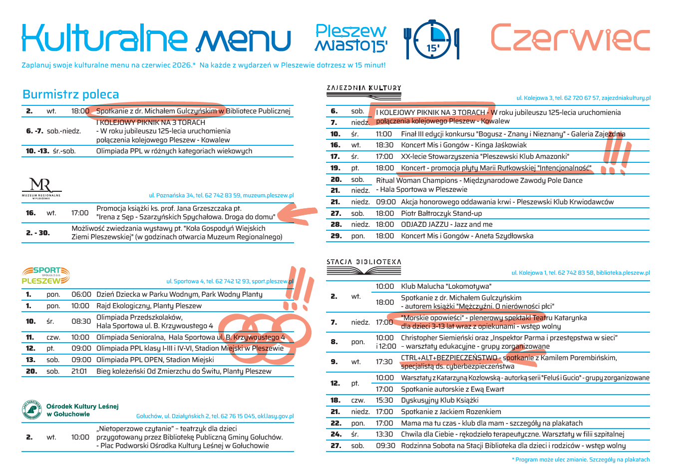 Grafika z kulturalnym menu na czerwiec 2026 r.